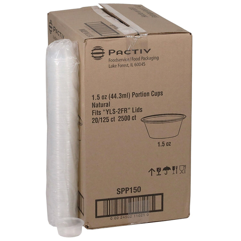 Pactiv Evergreen 1.5 oz. Portion Cups, Translucent Polypropylene, 125 Cups/Pack, 20 Packs/Carton (SPP150)