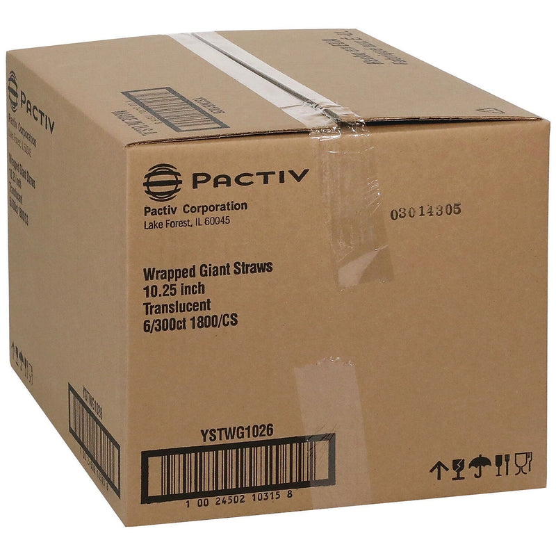 Pactiv Evergreen Wrapped Translucent Plastic Straws, 1800/Carton (YSTWG1026)