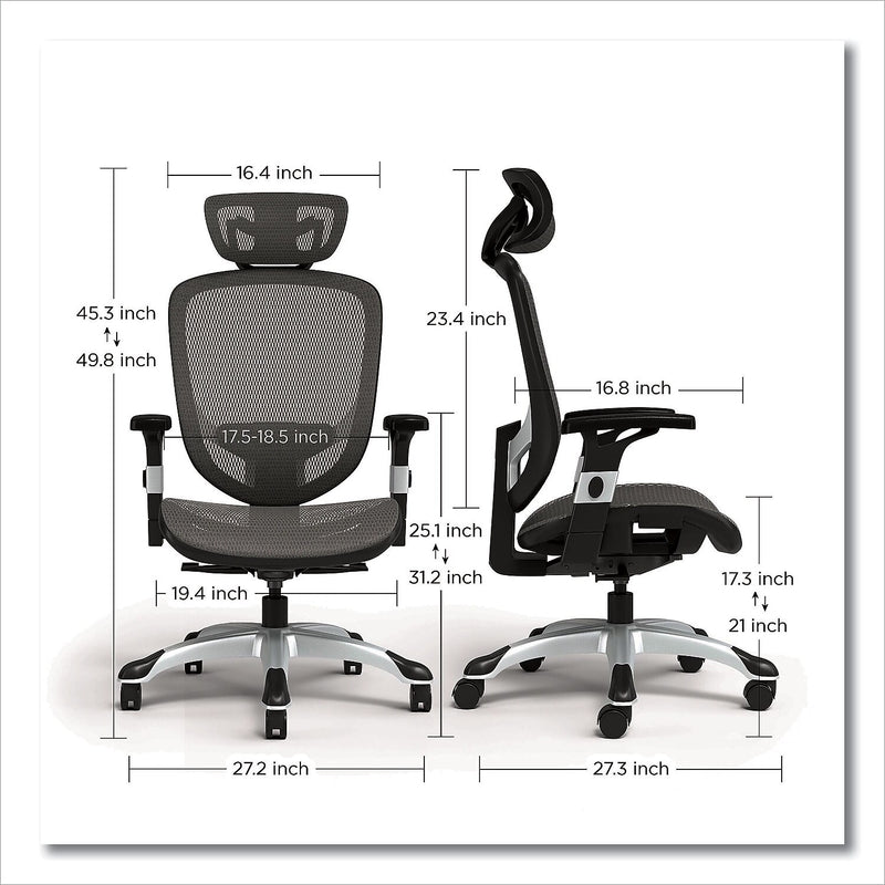 Alera Minerva Ergonomic Mesh Swivel Task Chair, Gray (ALEMV41BME48)