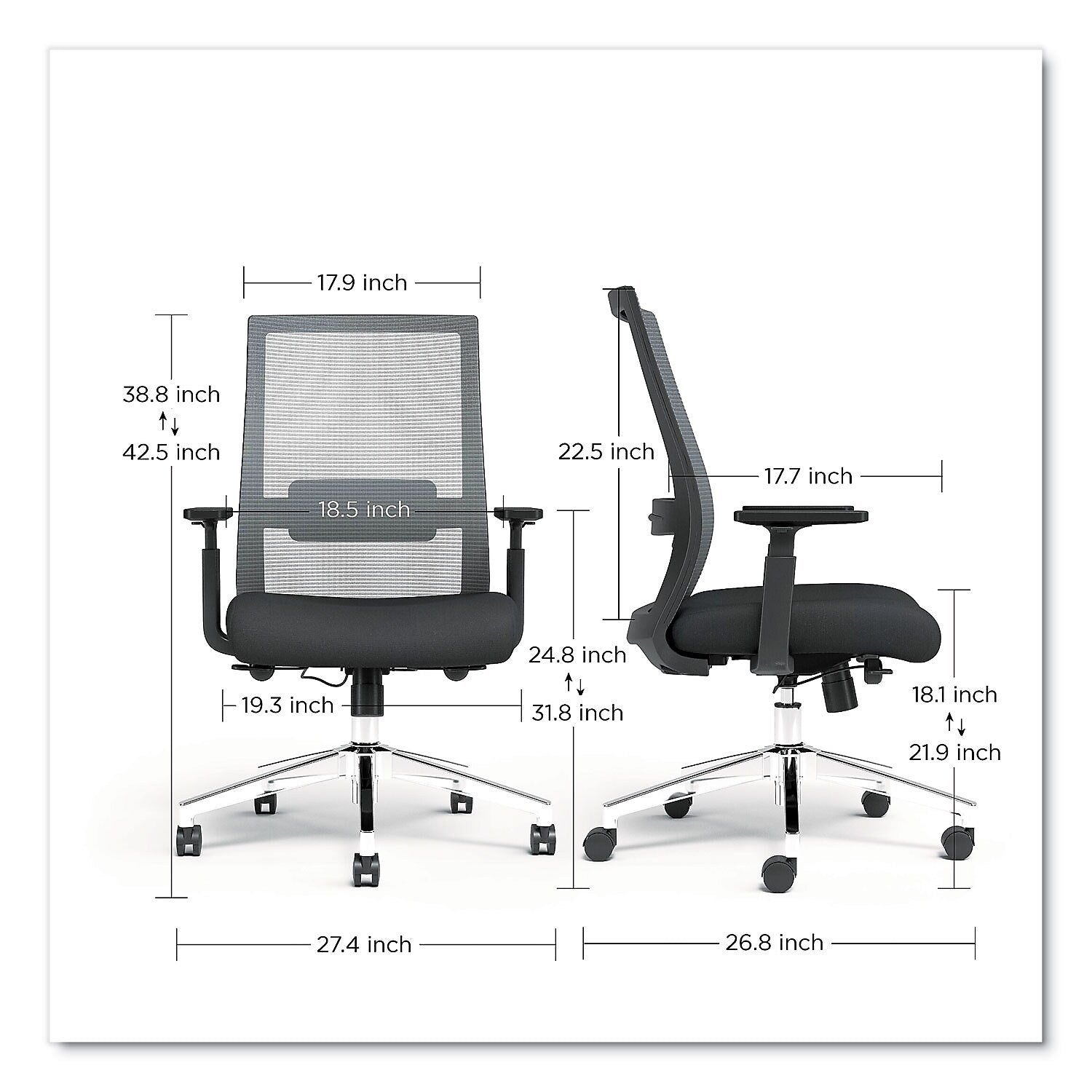 Alera Ashdale Ergonomic Mesh Swivel Task Chair, Black (ALEAD41BME17)