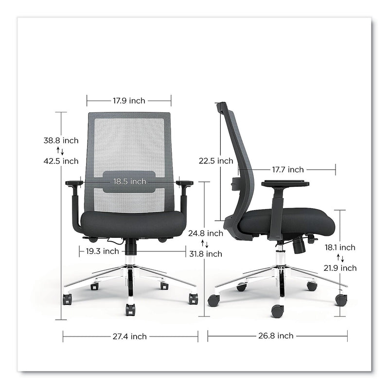 Alera Ashdale Ergonomic Mesh Swivel Task Chair, Black (ALEAD41BME17)