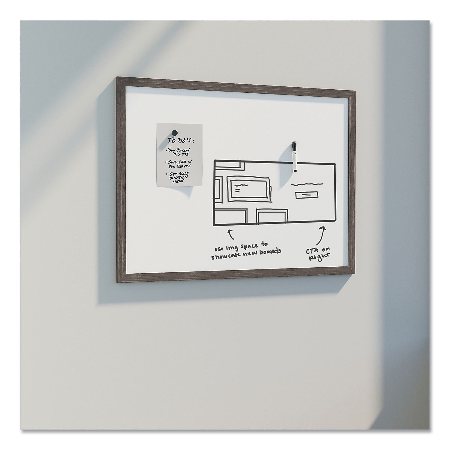 U Brands Magnetic Steel Dry-Erase Whiteboard, 3' x 2' (4890U00-01)