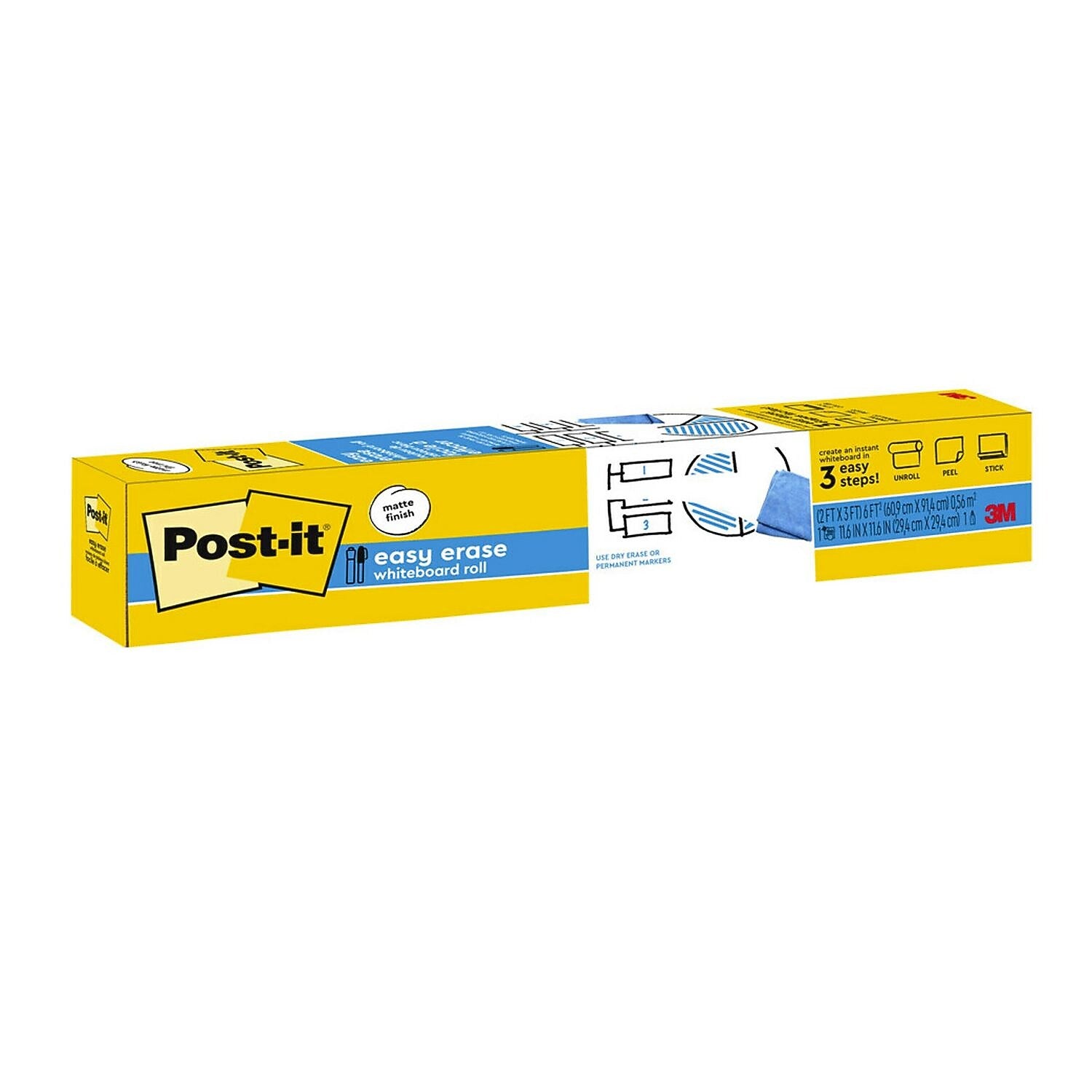 Post-it Easy Erase Laminate Dry-Erase Whiteboard, 3' x 2' (EE3X2)