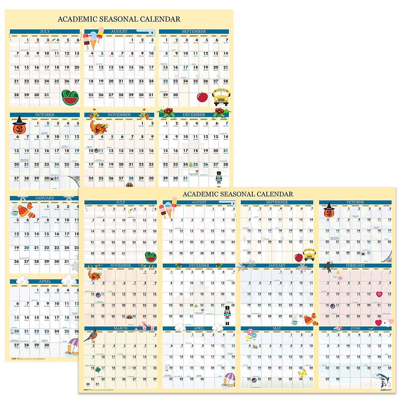 2024-2025 House of Doolittle Illustrated Seasons 37" x 24" Academic Yearly Dry Erase Wall Calendar, Reversible (HOD39835)