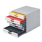 Durable VARICOLOR Plastic Front Loading Stackable Letter Tray, Letter to Folio Size, White (763027)