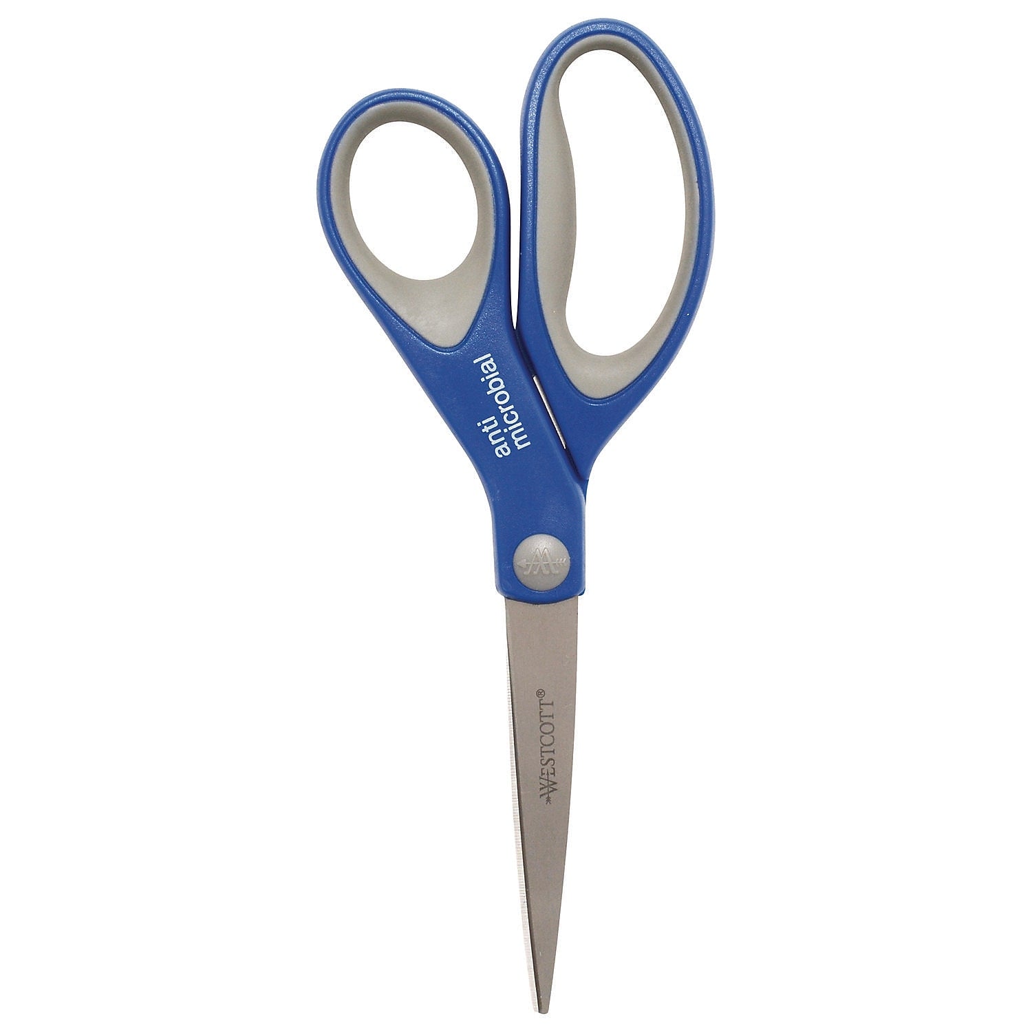Westcott 8" Stainless Steel Scissors, Pointed Tip, Blue/Gray, 3/Pack (ACM17837)