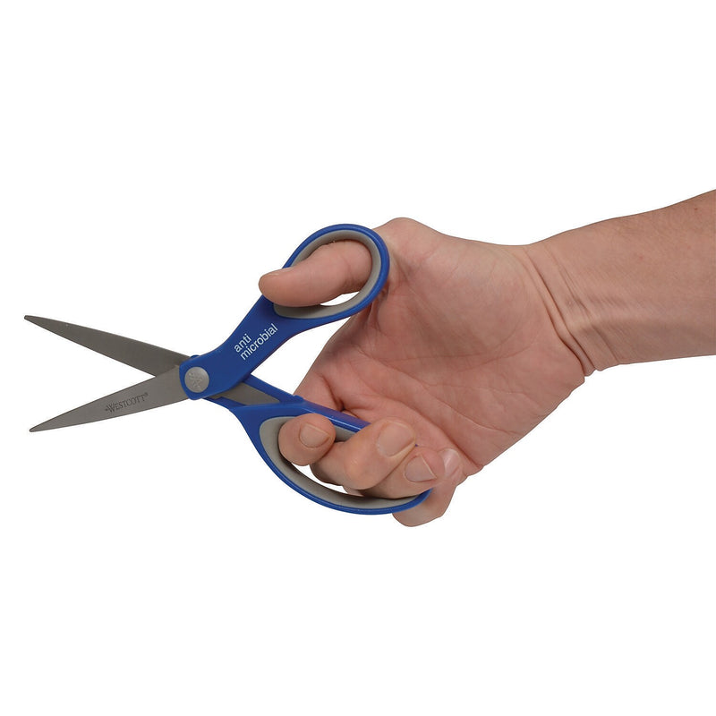 Westcott 8" Stainless Steel Scissors, Pointed Tip, Blue/Gray, 3/Pack (ACM17837)