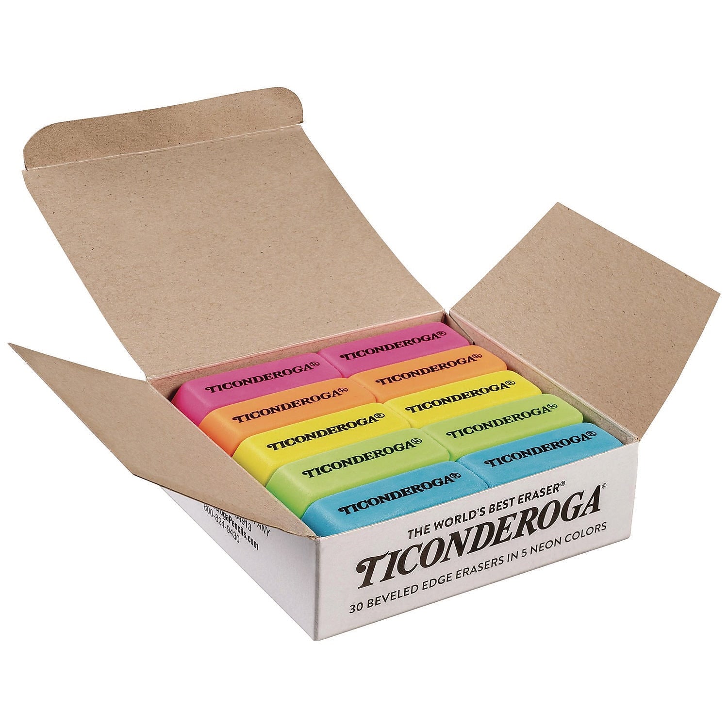 Ticonderoga Block Eraser, Assorted Colors, 30/Box (X38930)