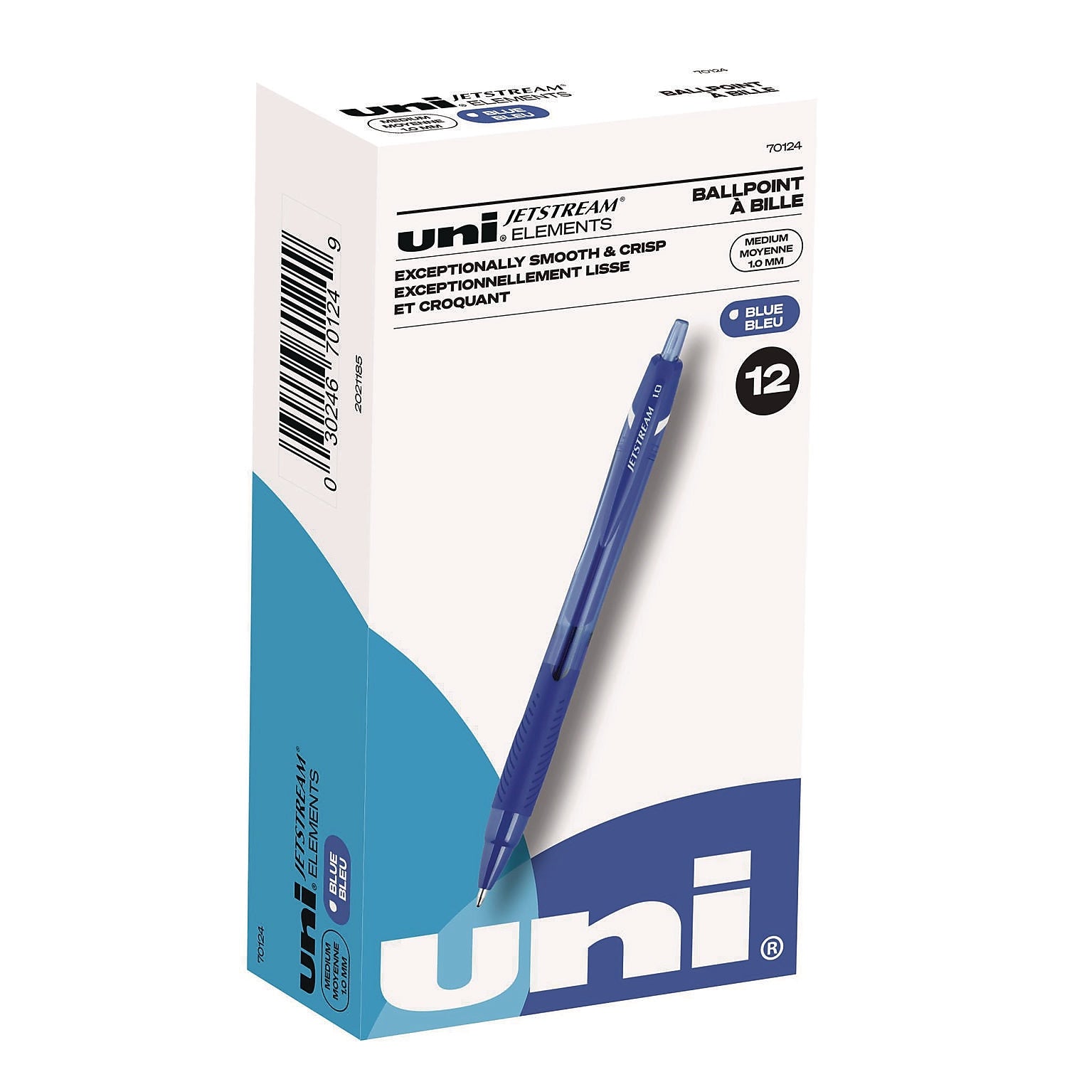 uniball Jetstream Elements Retractable Gel Pen, Medium Point, 1.0mm, Blue Ink, Dozen (70124)