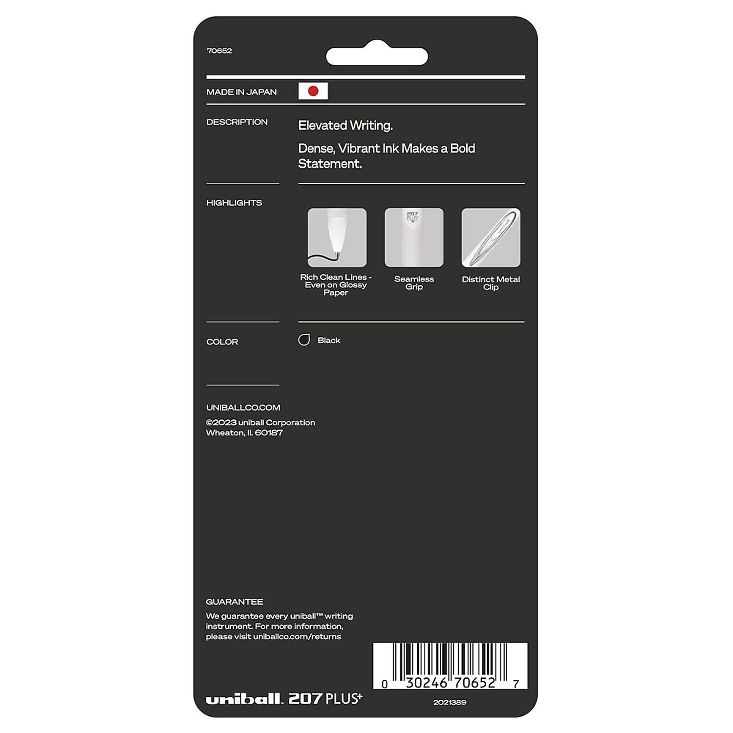uniball 207 Plus+ Retractable Gel Pen, Medium Point, 0.7mm, Black Ink, 4 Pack (70652)