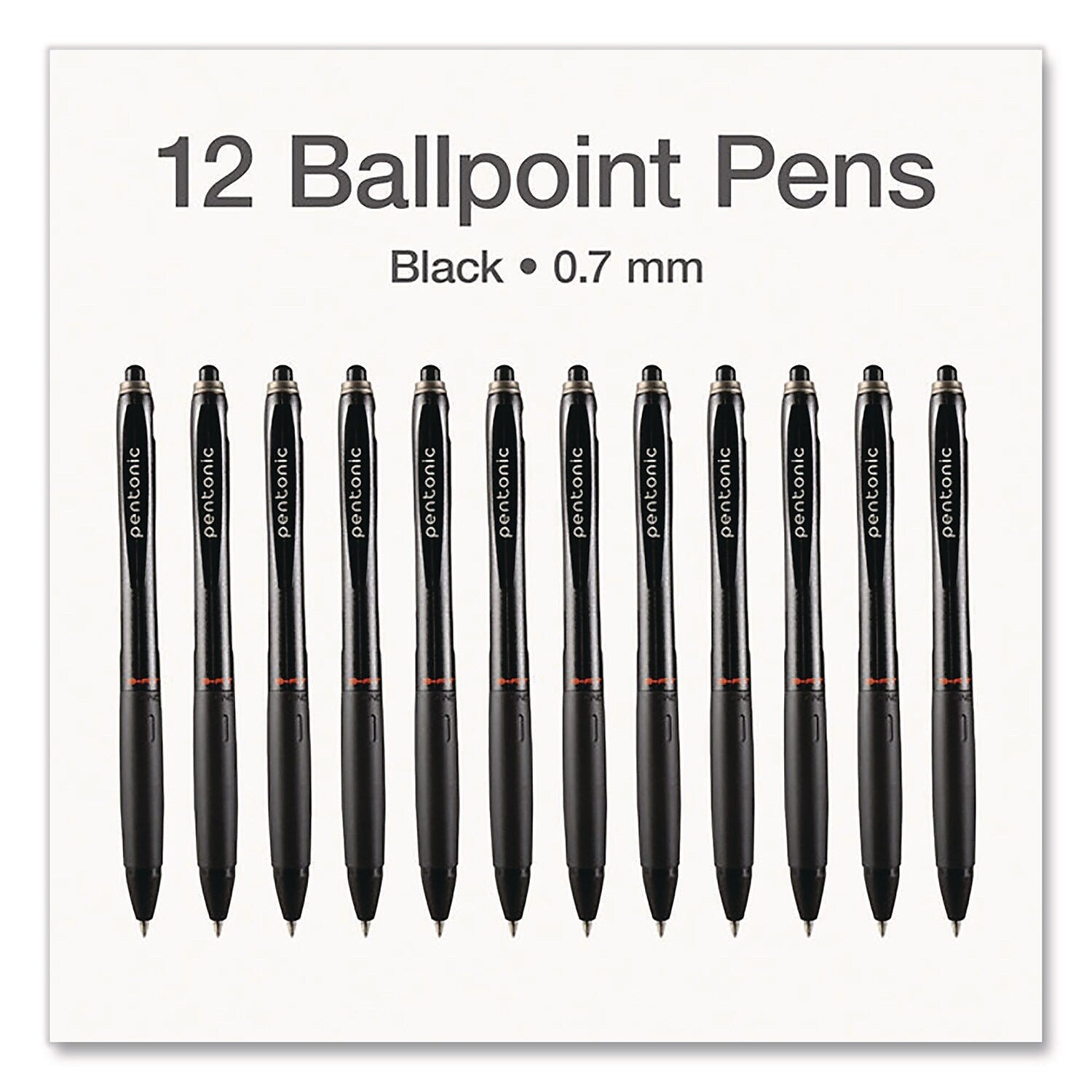TOPS PENTONIC Retractable Ballpoint Pen, Fine Point, 0.7mm, Black Ink, Dozen (PEN12120)