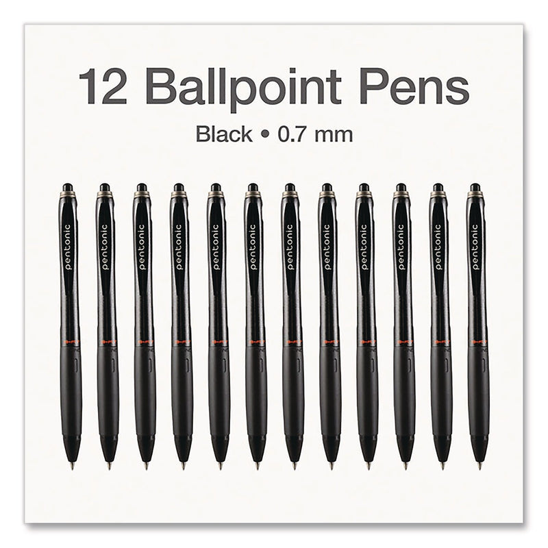TOPS PENTONIC Retractable Ballpoint Pen, Fine Point, 0.7mm, Black Ink, Dozen (PEN12120)