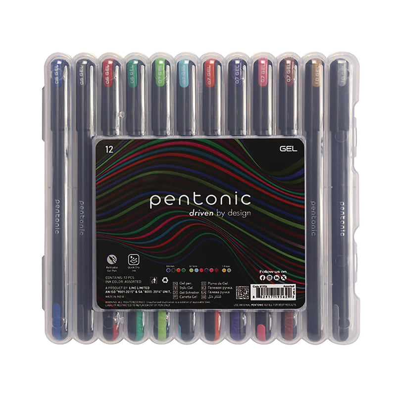 TOPS PENTONIC Gel Pen, Assorted Point, 0.6 mm/0.7 mm/1 mm, Assorted Ink, Dozen (PEN12185)