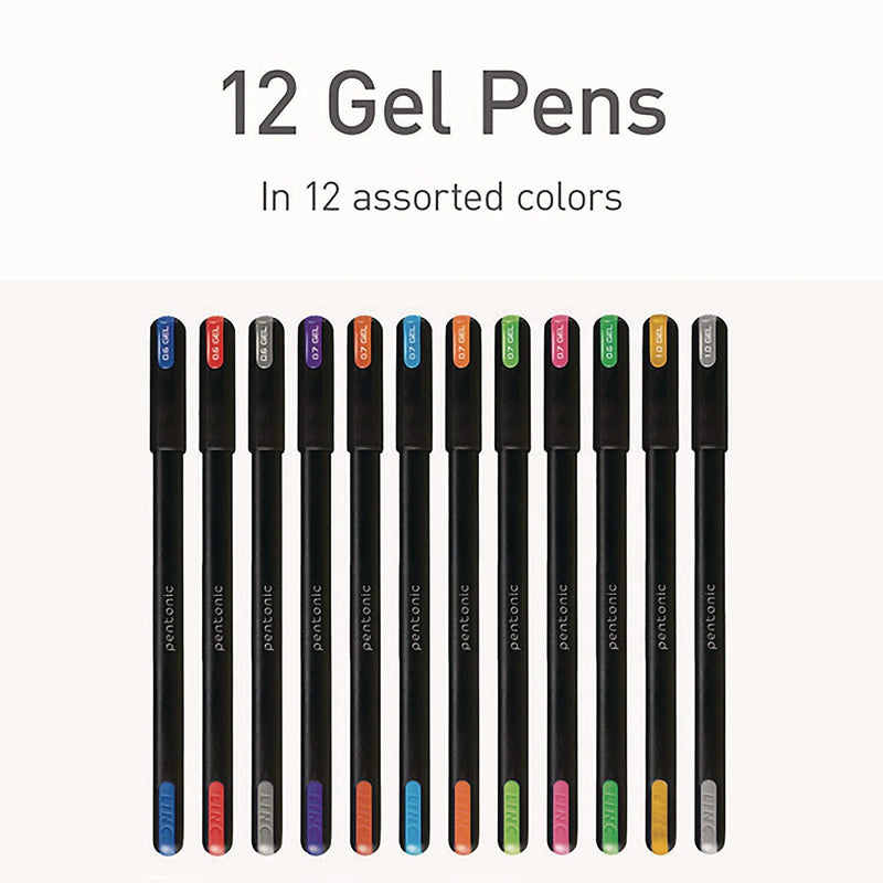 TOPS PENTONIC Gel Pen, Assorted Point, 0.6 mm/0.7 mm/1 mm, Assorted Ink, Dozen (PEN12185)
