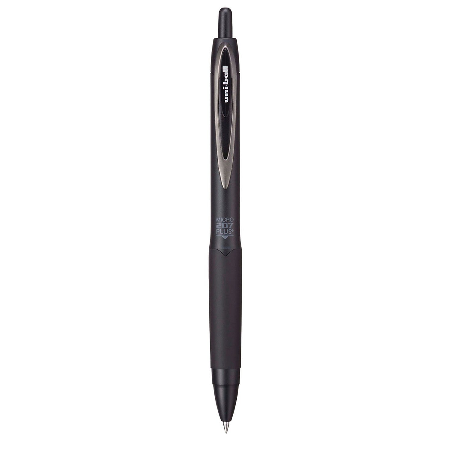 uniball 207 Plus+ Retractable Gel Pen, Micro Point, 0.5mm, Black Ink, Dozen (70606)