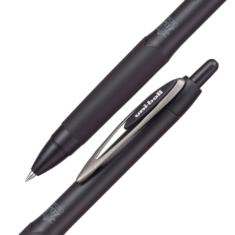 uniball 207 Plus+ Retractable Gel Pen, Micro Point, 0.5mm, Black Ink, Dozen (70606)