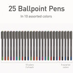 TOPS PENTONIC Ballpoint Pen, Medium Point, 1.0mm, Assorted Ink, 25 Pack (PEN12127)
