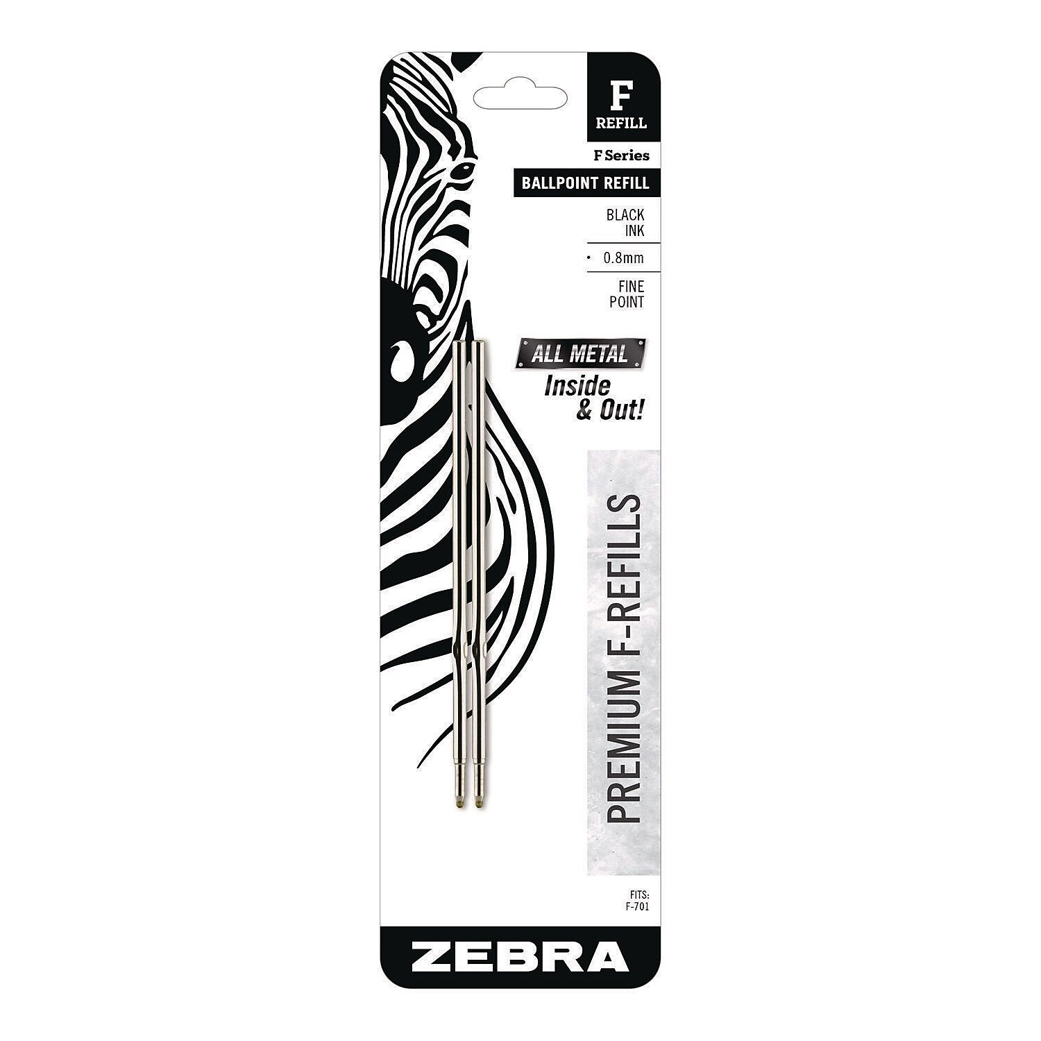 Zebra F-Series Ballpoint Pen Refill, Fine Point, 2 Pack (89112)