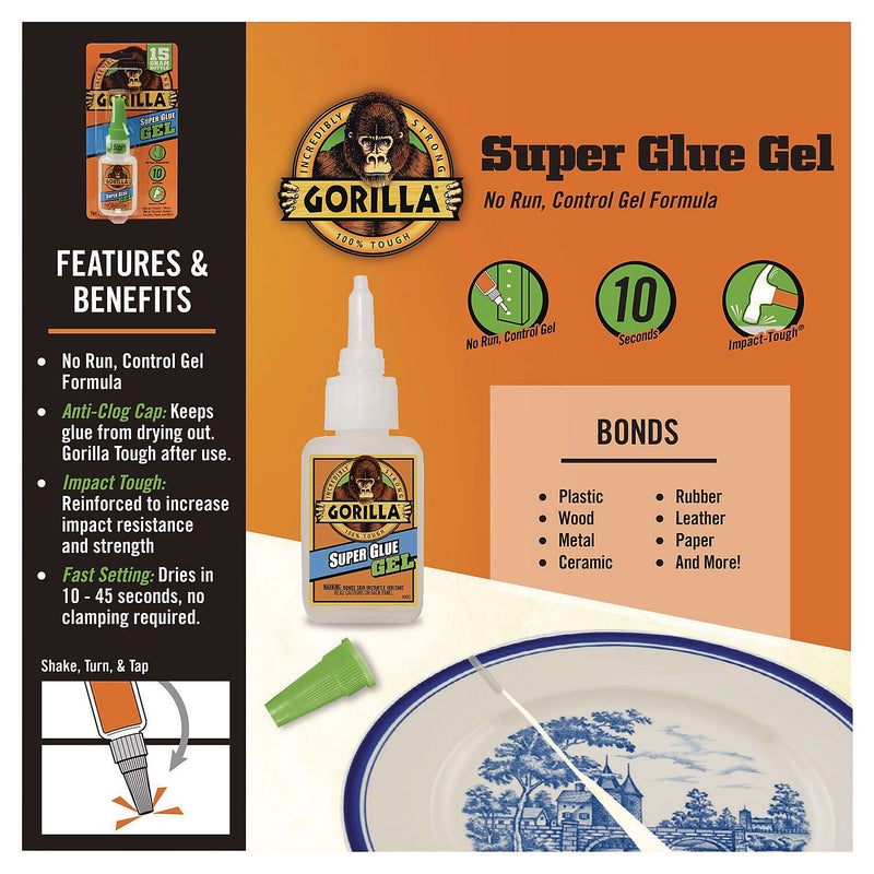 Gorilla Super Glue Gel, 0.88 oz., Clear (102433)
