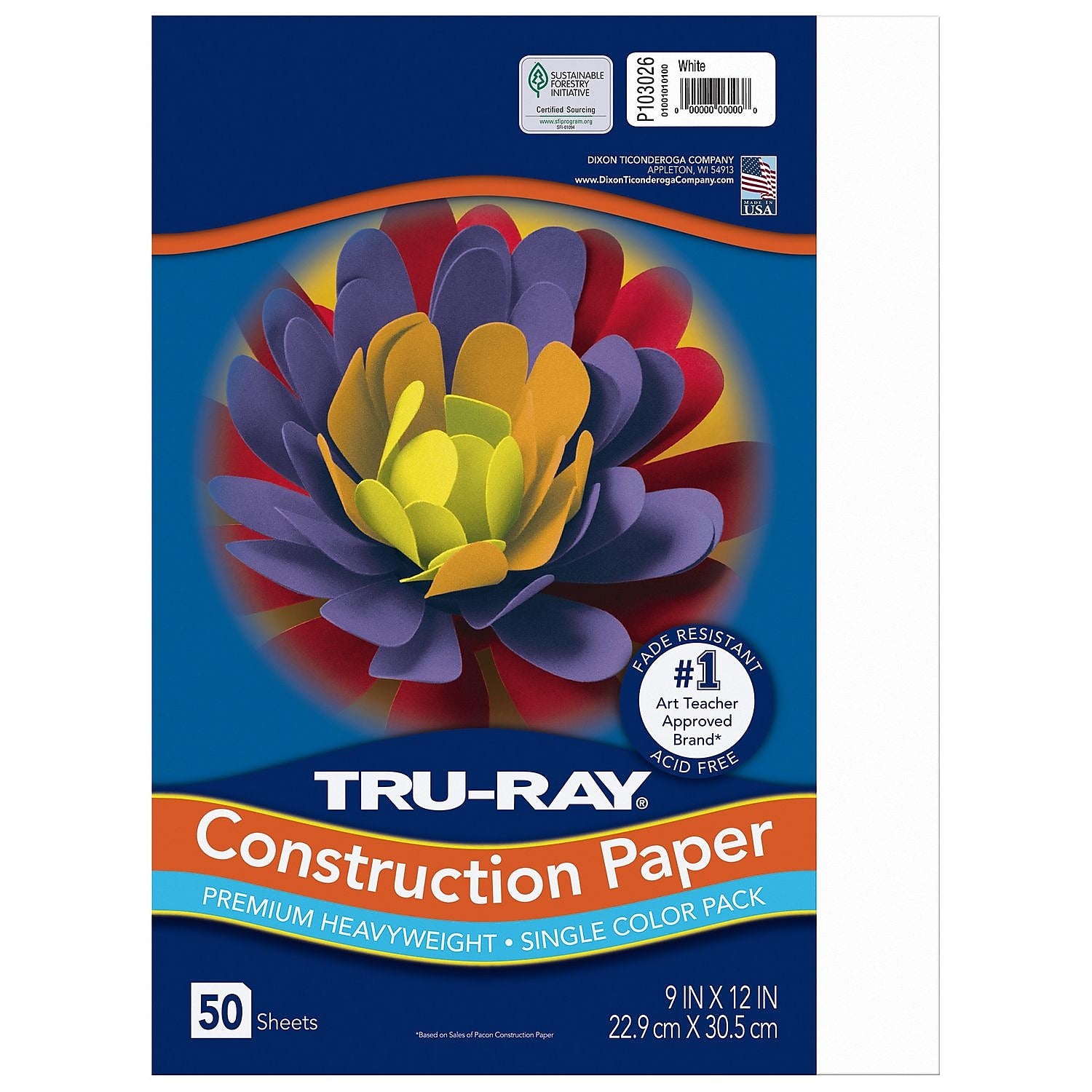 Pacon Tru-Ray 9" x 12" Construction Paper, White, 50 Sheets/Pack, 50 Packs/Carton (P103026)