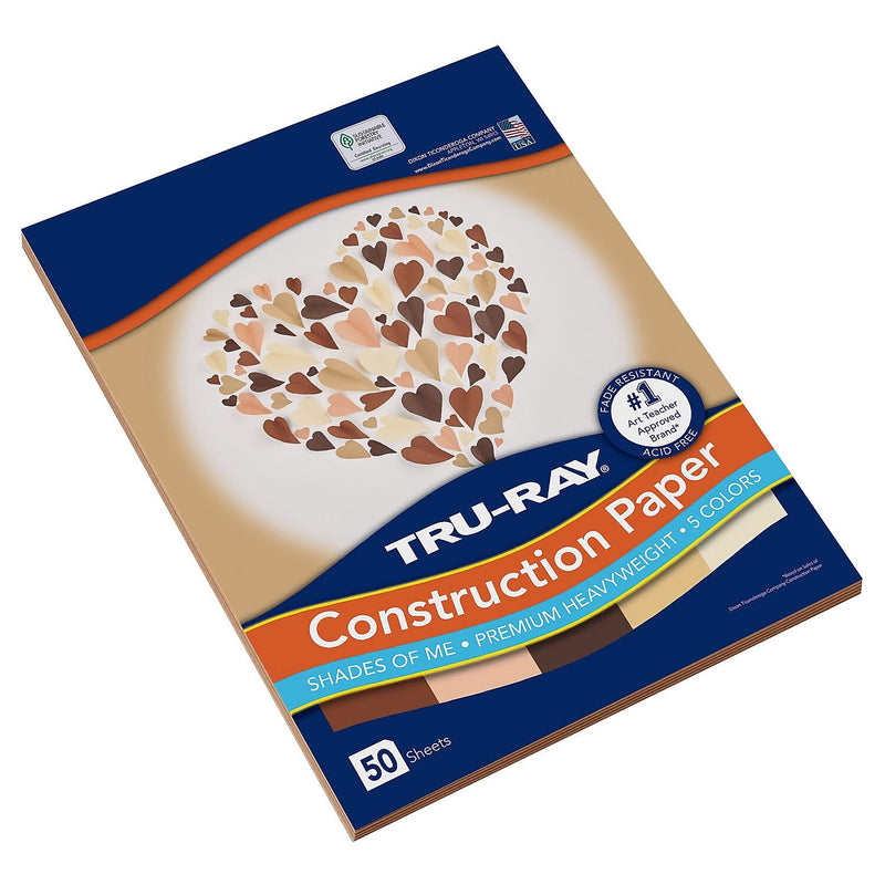 Pacon Tru-Ray 9" x 12" Construction Paper, Assorted Skin Tone Colors, 50 Sheets/Pack (P102949)