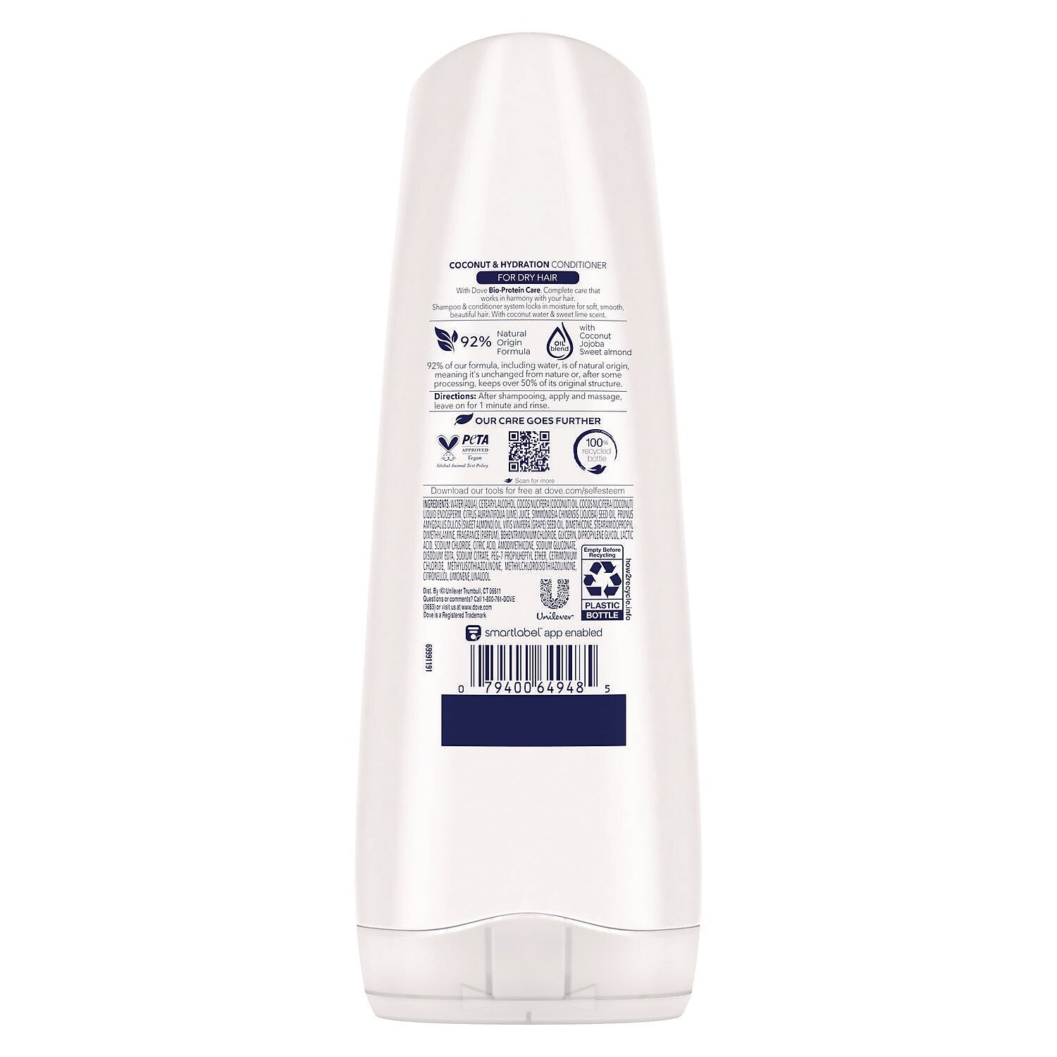 Dove Coconut & Hydration Conditioner, 12 oz. Bottle, 6/Carton (69795720)