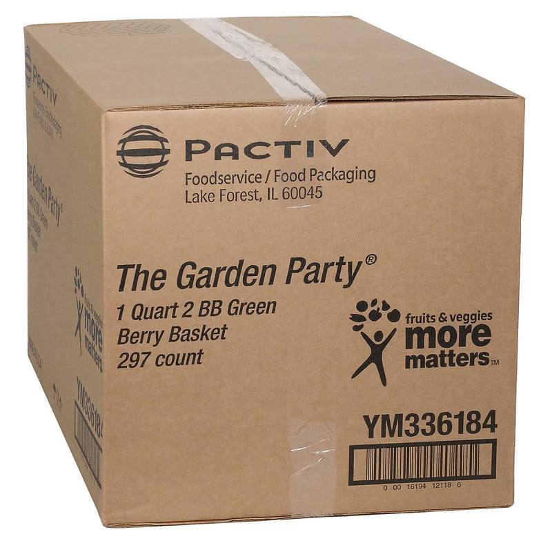 Pactiv Evergreen Berigard 32 oz. Paper Berry Basket, Square, Green, 297/Carton (PCTYM336184)