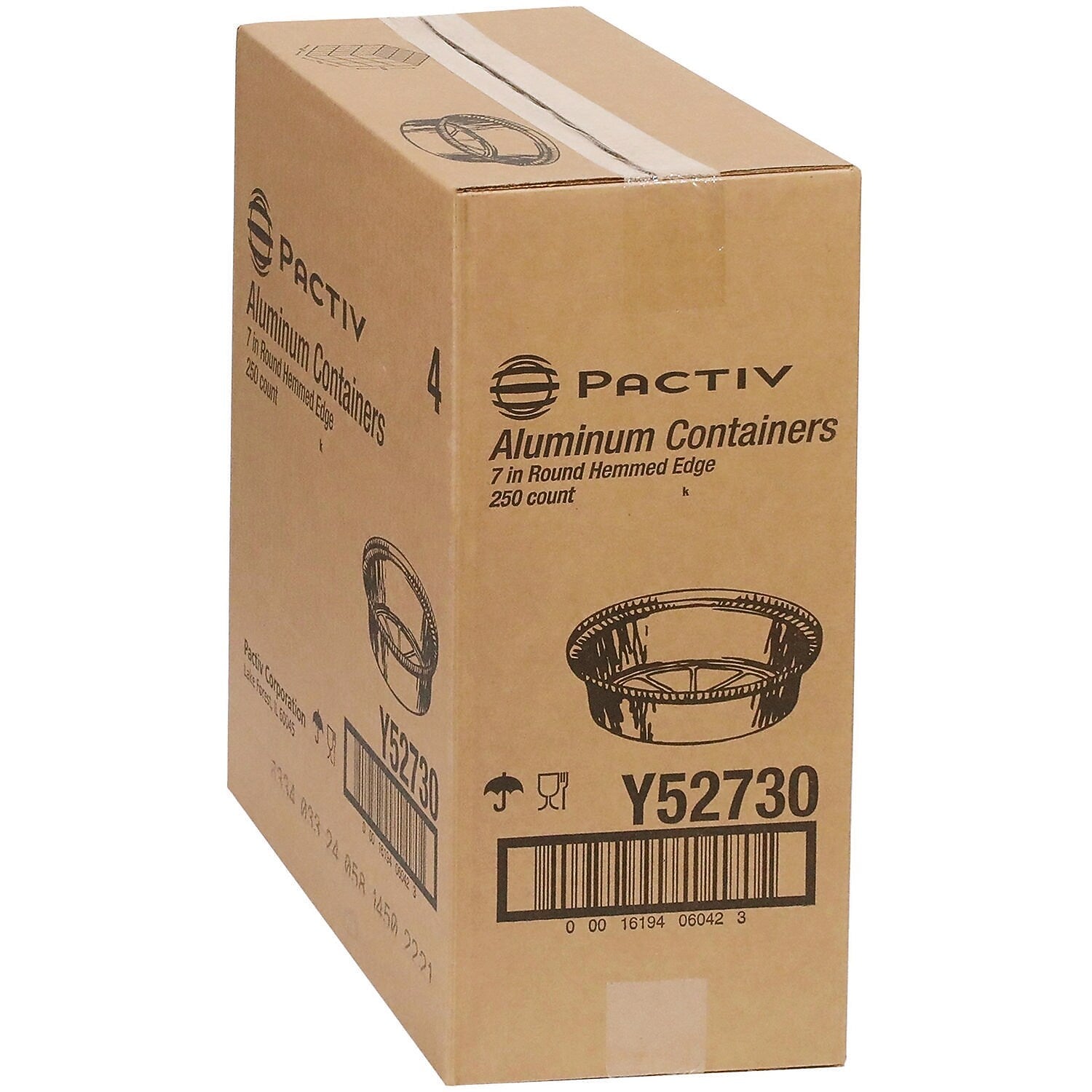 Pactiv Evergreen 24 oz. Aluminum Take-Out Container, Round, Silver, 250/Carton (PCTY52730)