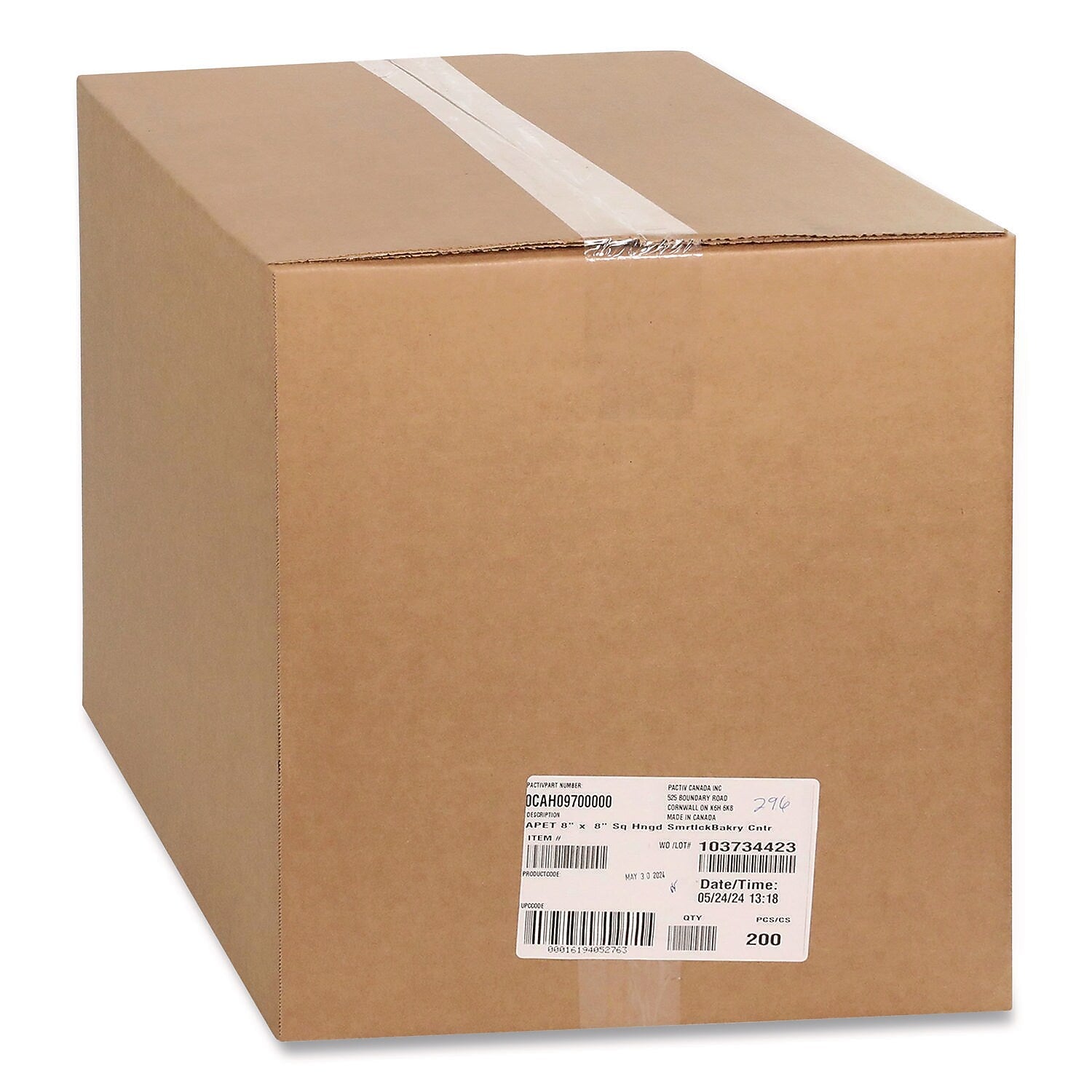 Pactiv Evergreen SmartLock Plastic Hinged Lid Bakery Container, Rectangle, Clear, 200/Carton (PCT0CAH09700000)