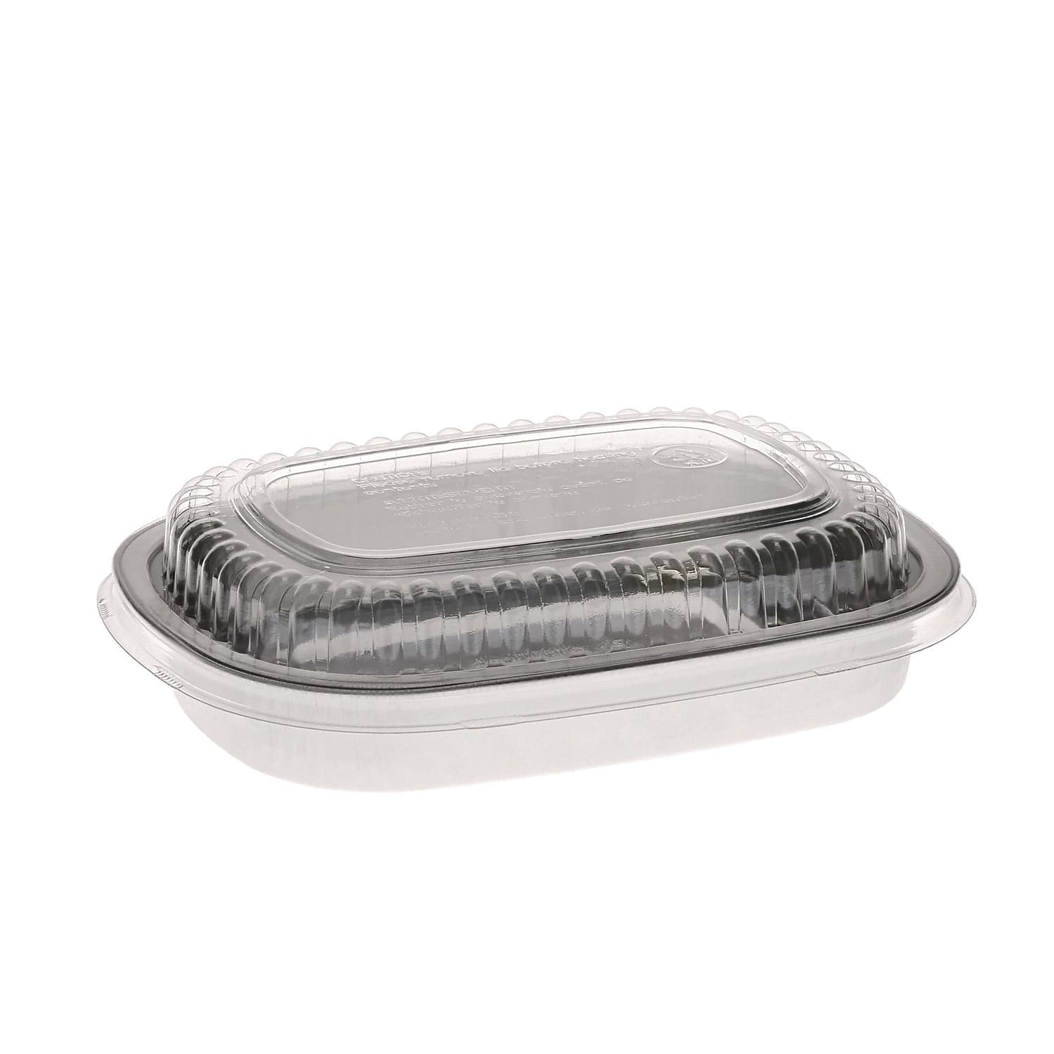 Pactiv Evergreen Classic 22 oz. Aluminum Carry-Out Container with PET Dome Lid, Oval, Silver/Clear, 100/Carton (PCTY6708PET)