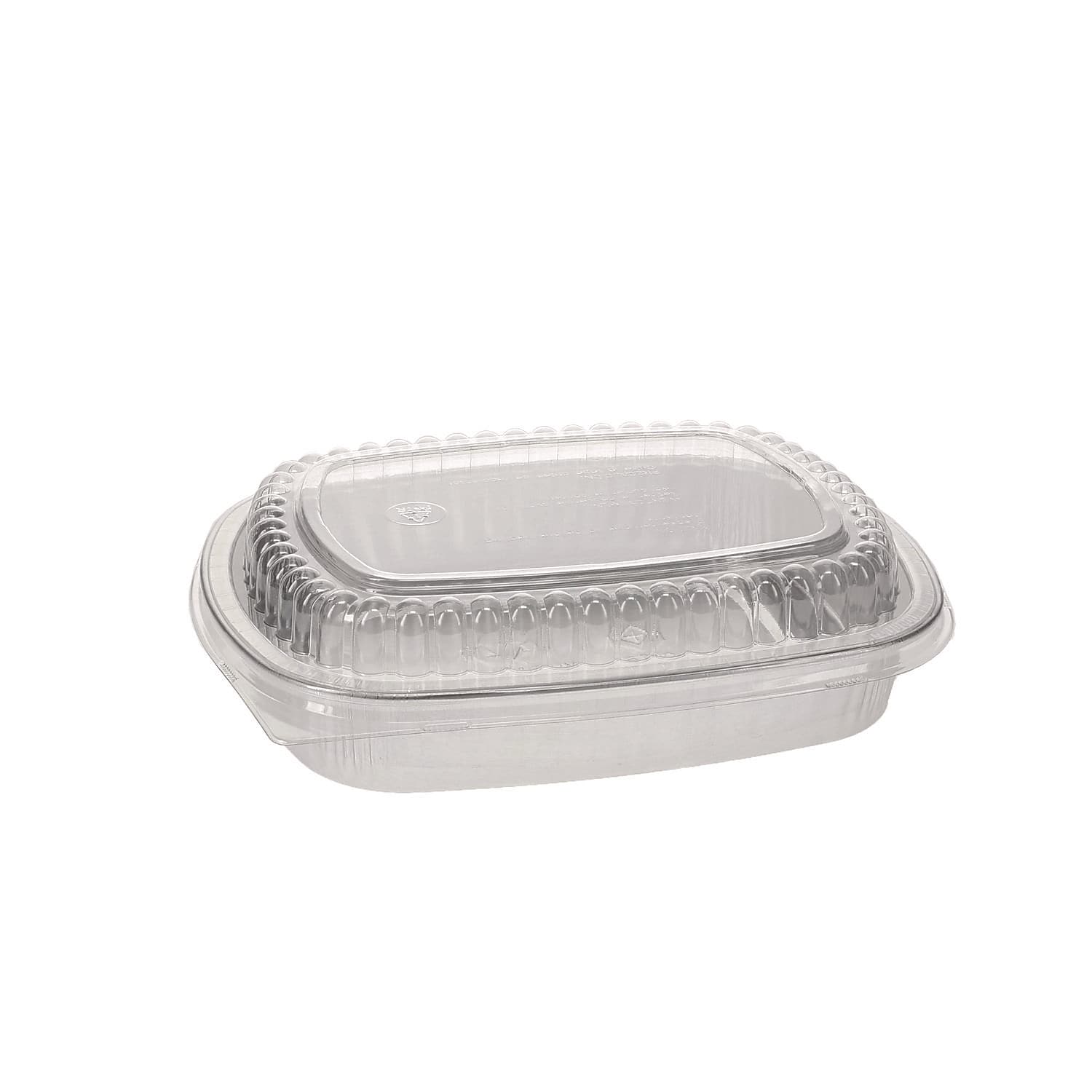 Pactiv Evergreen Classic 46 oz. Aluminum Carry-Out Container with PET Dome Lid, Oval, Silver/Clear, 50/Carton (Y6710PET)