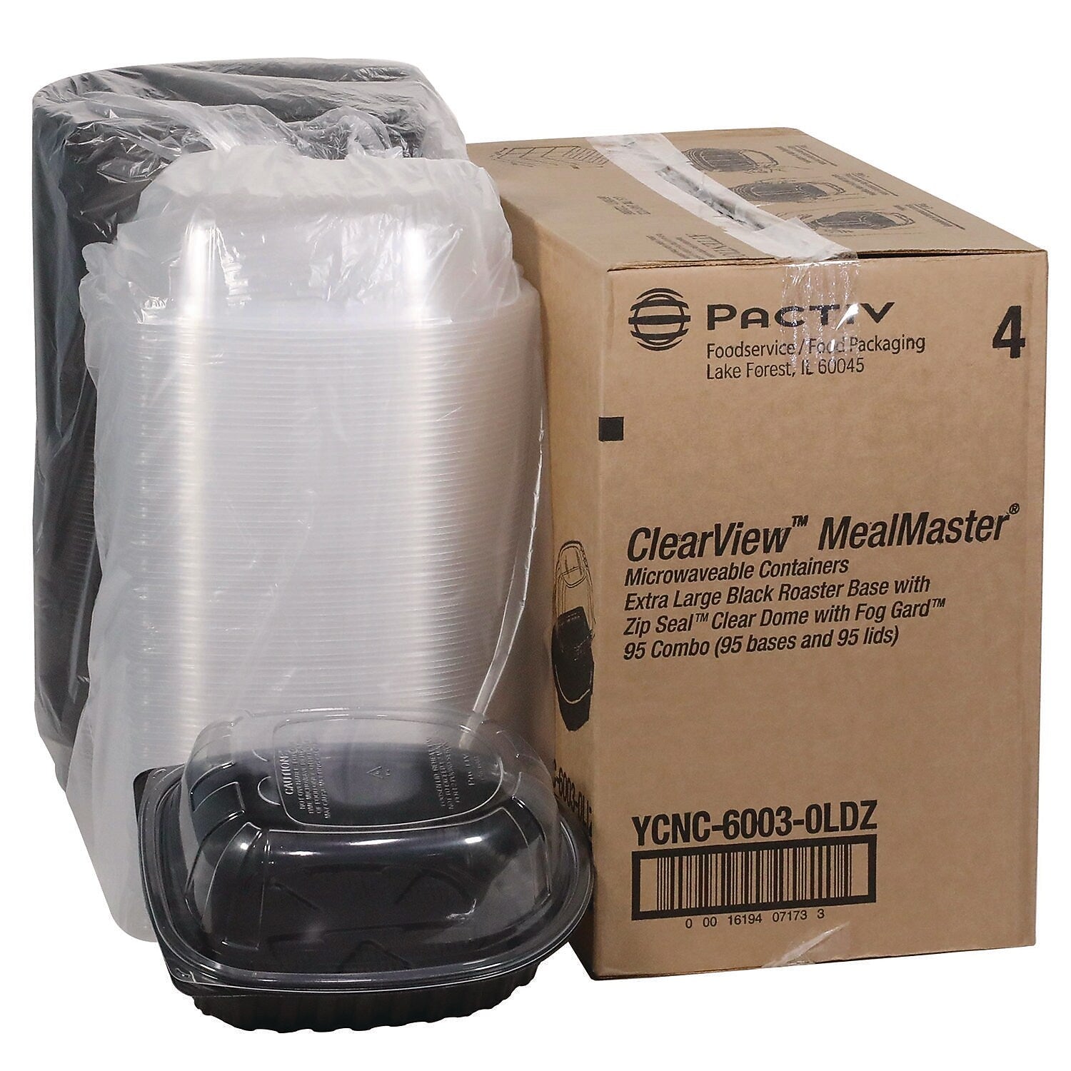 Pactiv Evergreen ClearView MealMaster Chicken Roaster, 10.75" x 8.5" x 4.25", Black/Clear, Plastic, 95/Carton (YCNC60030LDZ)