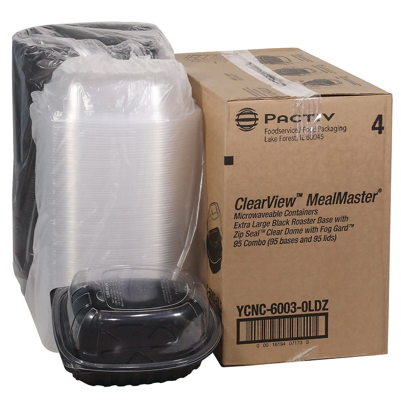 Pactiv Evergreen ClearView MealMaster Chicken Roaster, 10.75" x 8.5" x 4.25", Black/Clear, Plastic, 95/Carton (YCNC60030LDZ)