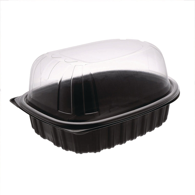 Pactiv Evergreen ClearView MealMaster Chicken Roaster, 10.75" x 8.5" x 4.25", Black/Clear, Plastic, 95/Carton (YCNC60030LDZ)