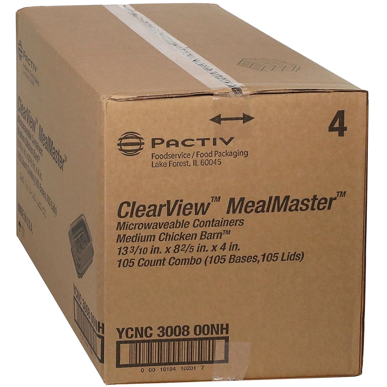 Pactiv Evergreen ClearView MealMaster Container, 105/Carton (YCNC300800NH)