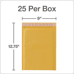 8.25" x 11" Self-Sealing Bubble Mailer, Brown Kraft, 25/Pack (QUA85759)