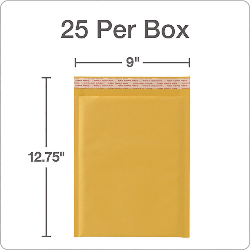 8.25" x 11" Self-Sealing Bubble Mailer, Brown Kraft, 25/Pack (QUA85759)