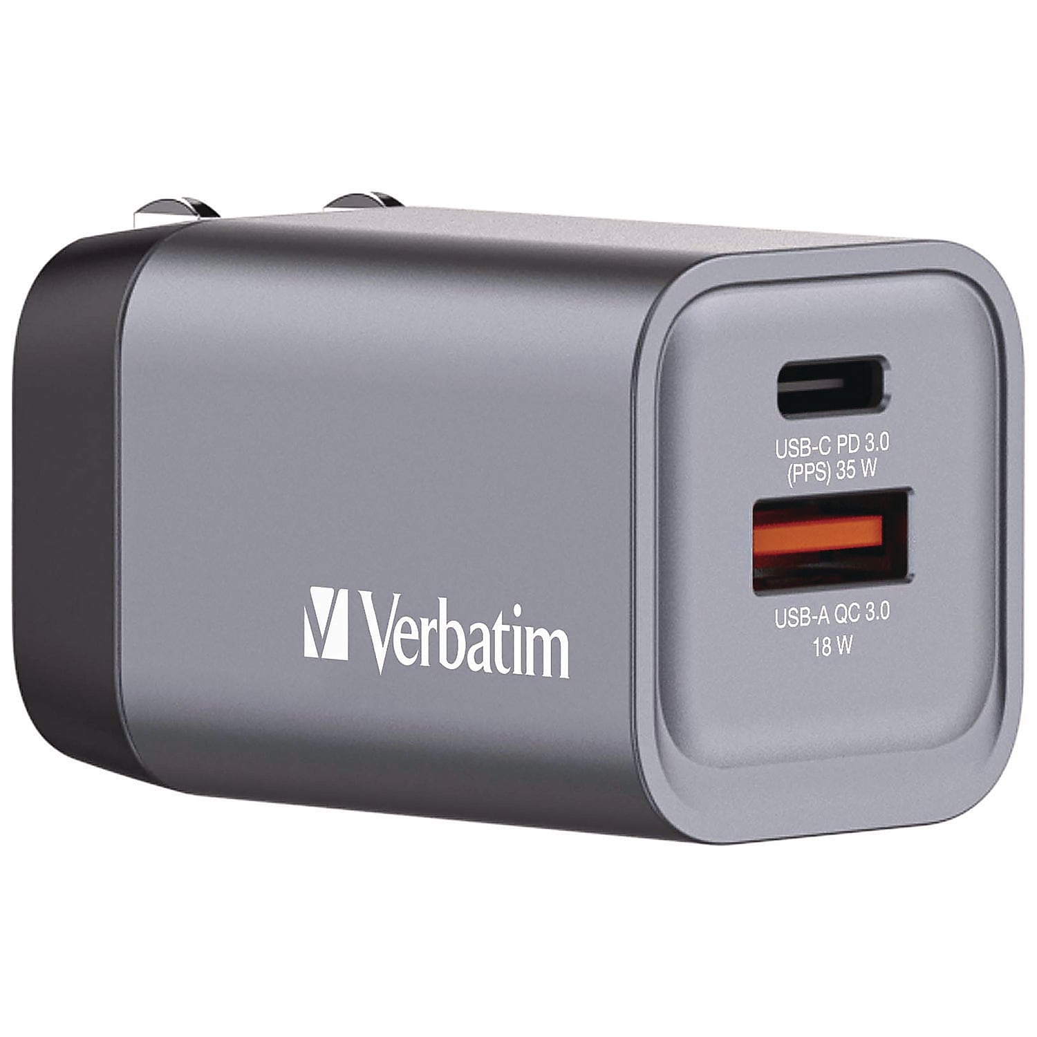Verbatim GaN USB-A/USB-C Wall Charger, 35W, Black/Gray (32200)
