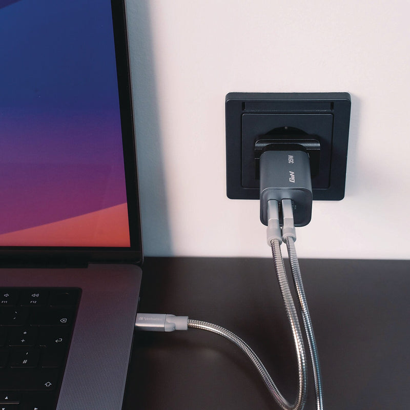 Verbatim GaN USB-A/USB-C Wall Charger, 35W, Black/Gray (32200)