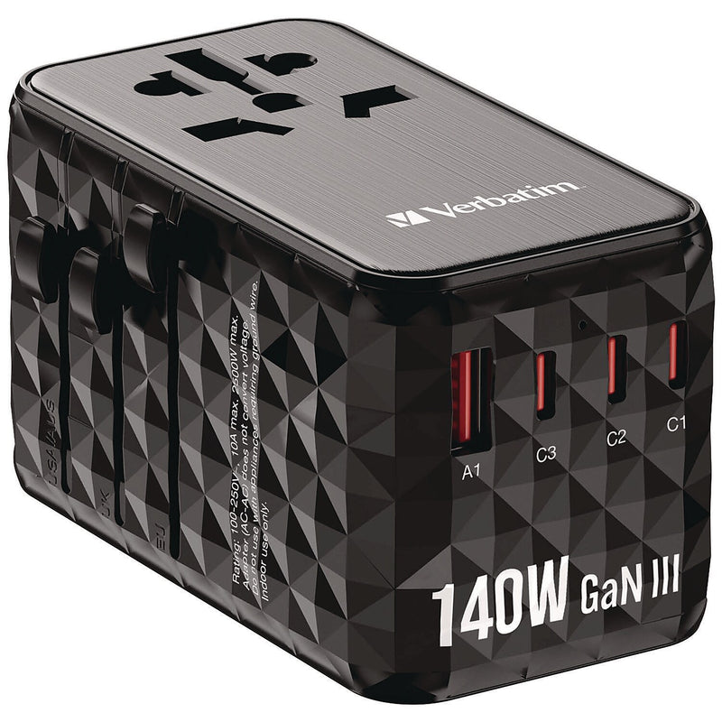Verbatim 140W USB-A/USB-C Universal Travel Adapter, Black (32125)