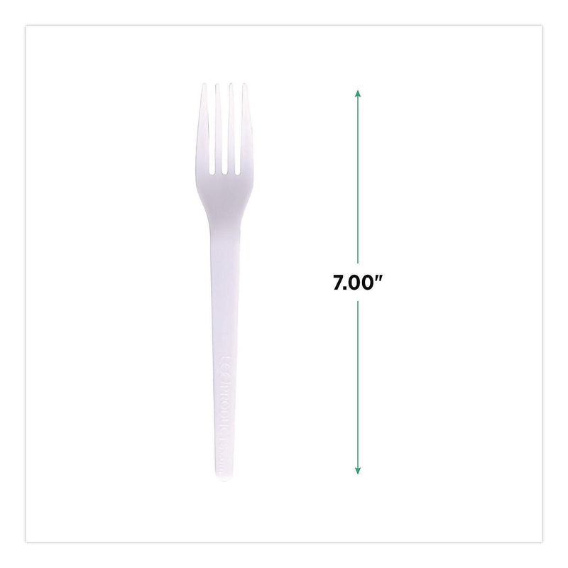 Eco-Products Plantware CPLA Forks, Medium-Weight, White, 1,000/Carton (EP-S017)