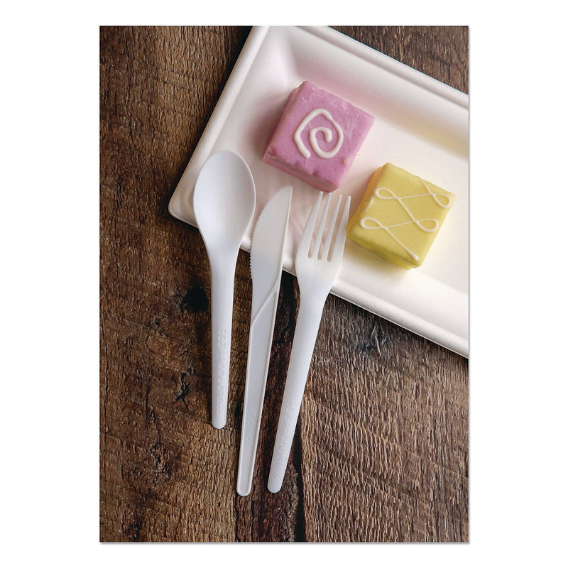 Eco-Products Plantware CPLA Forks, Medium-Weight, White, 1,000/Carton (EP-S017)