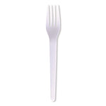 Eco-Products Plantware CPLA Forks, Medium-Weight, White, 1,000/Carton (EP-S017)