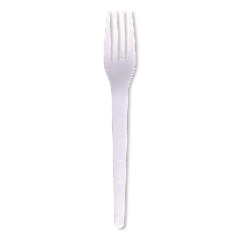 Eco-Products Plantware CPLA Forks, Medium-Weight, White, 1,000/Carton (EP-S017)