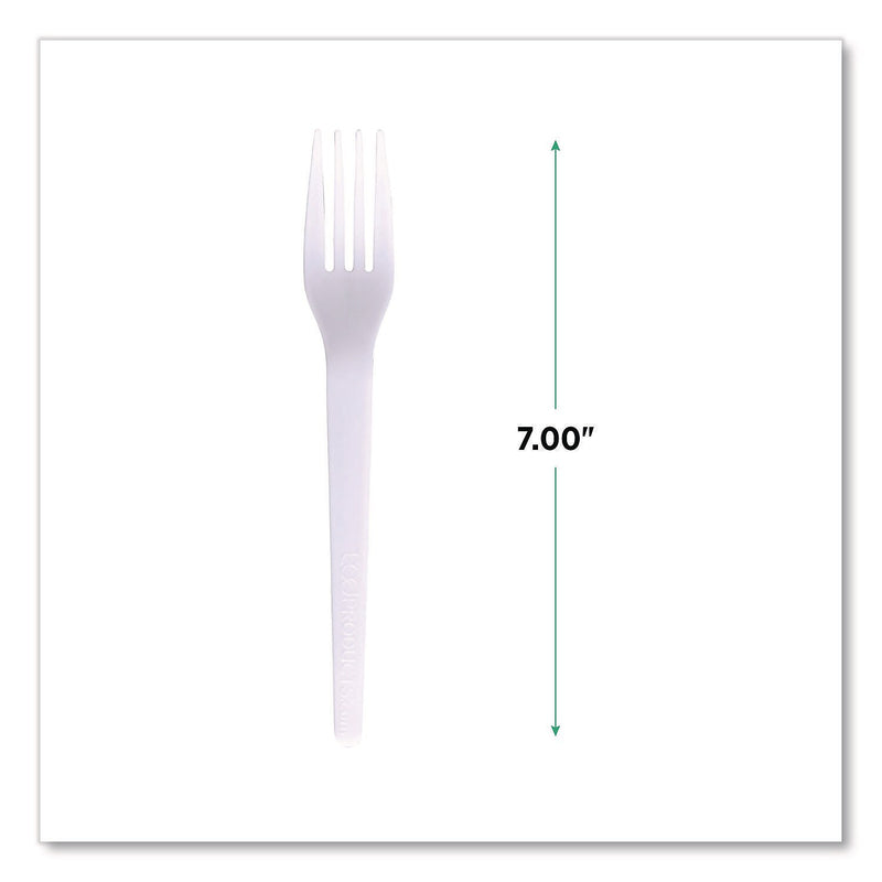 Eco-Products Plantware Individually Wrapped CPLA Forks, Medium-Weight, White, 1,000/Carton (EP-S017-W)