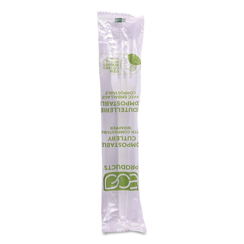 Eco-Products Plantware Individually Wrapped CPLA Forks, Medium-Weight, White, 1,000/Carton (EP-S017-W)