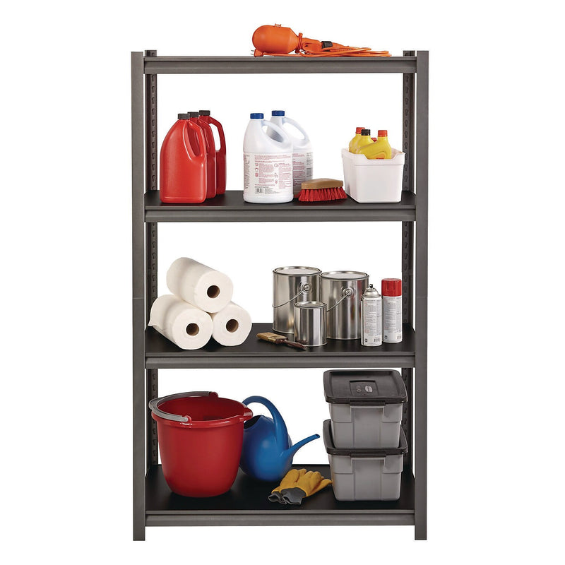 Alera 3200 Series 4-Shelf Steel Shelving Unit, 60" x 36" x 18", Black/Gun Metal Gray (26112)