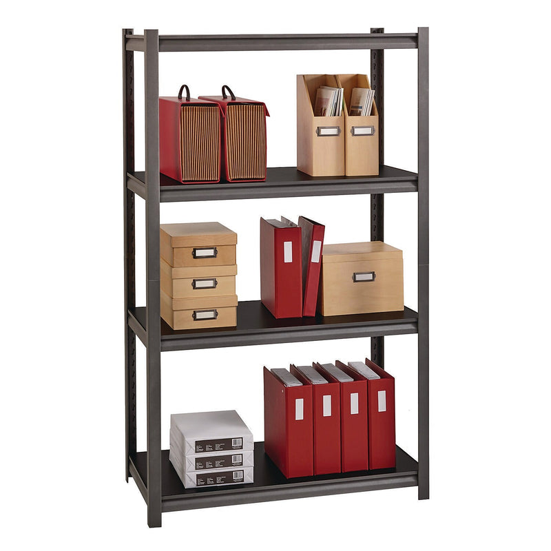 Alera 3200 Series 4-Shelf Steel Shelving Unit, 60" x 36" x 18", Black/Gun Metal Gray (26112)