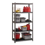 Alera 3200 Series 5-Shelf Steel Shelving Unit with Laminate Shelves, 72" x 36" x 18", Black (26113)