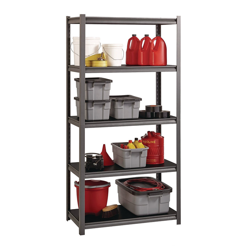 Alera 3200 Series 5-Shelf Steel Shelving Unit with Laminate Shelves, 72" x 36" x 18", Black (26113)